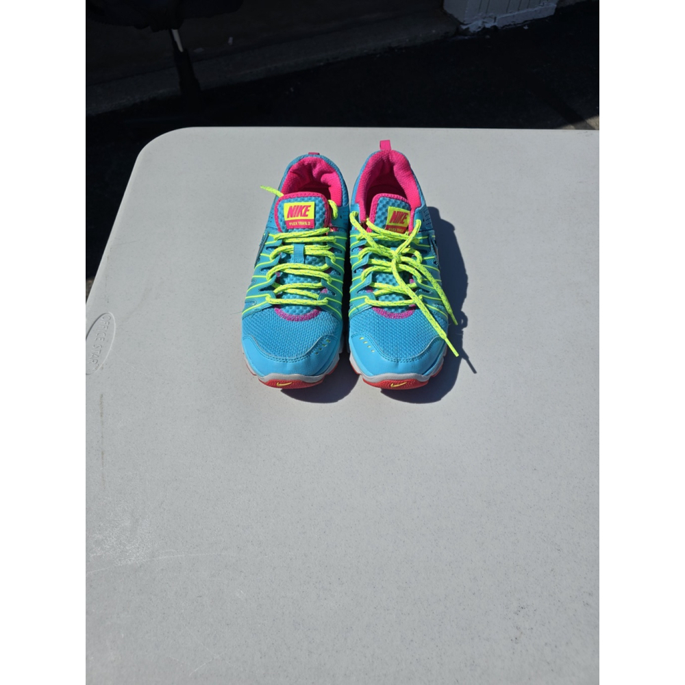 Nike Flex Trail 2 Womens Size 8 Blue Lime Pink Trail Running Shoes 616681 400 - Picture 4 of 6